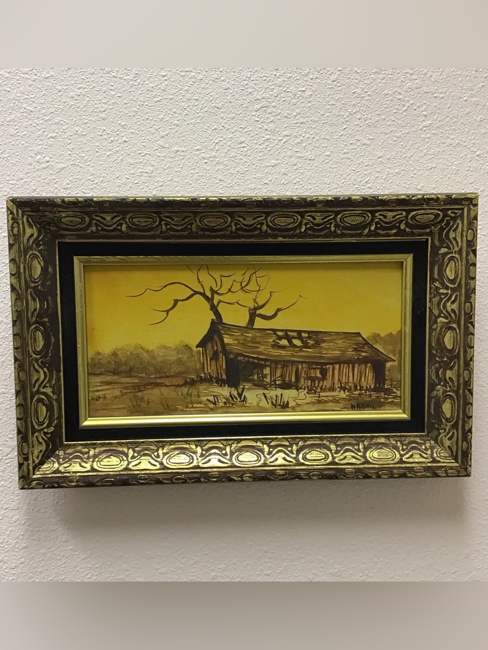 Vintage Creepy Gothic Dark Scary Barn Farmhouse Framed Painting